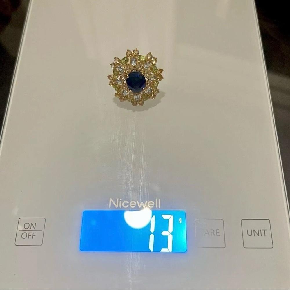 Magic Perfection Bold Statement Ring Blue Topaz 925 Gold Over Sterling Sz 6 New - Picture 14 of 14